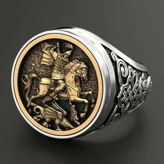 Two-Tone Roman Soldier Dragon Ring