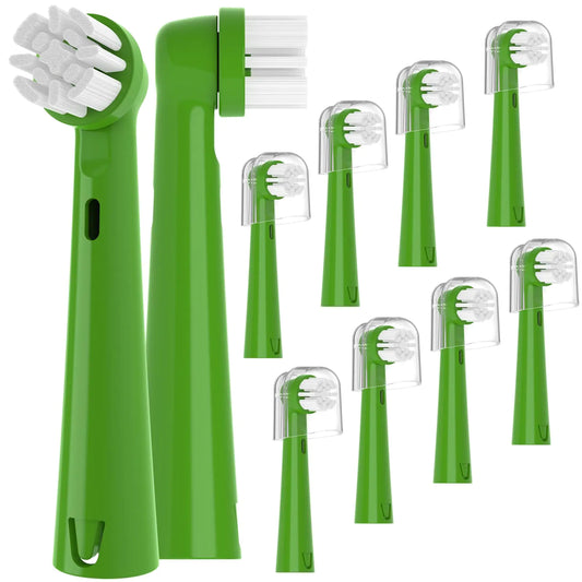 YMPBO Replacement Brush Heads Compatible with Brusheez Kids Electric Toothbrush Toothbrush Head Refill 10 Pcs Green