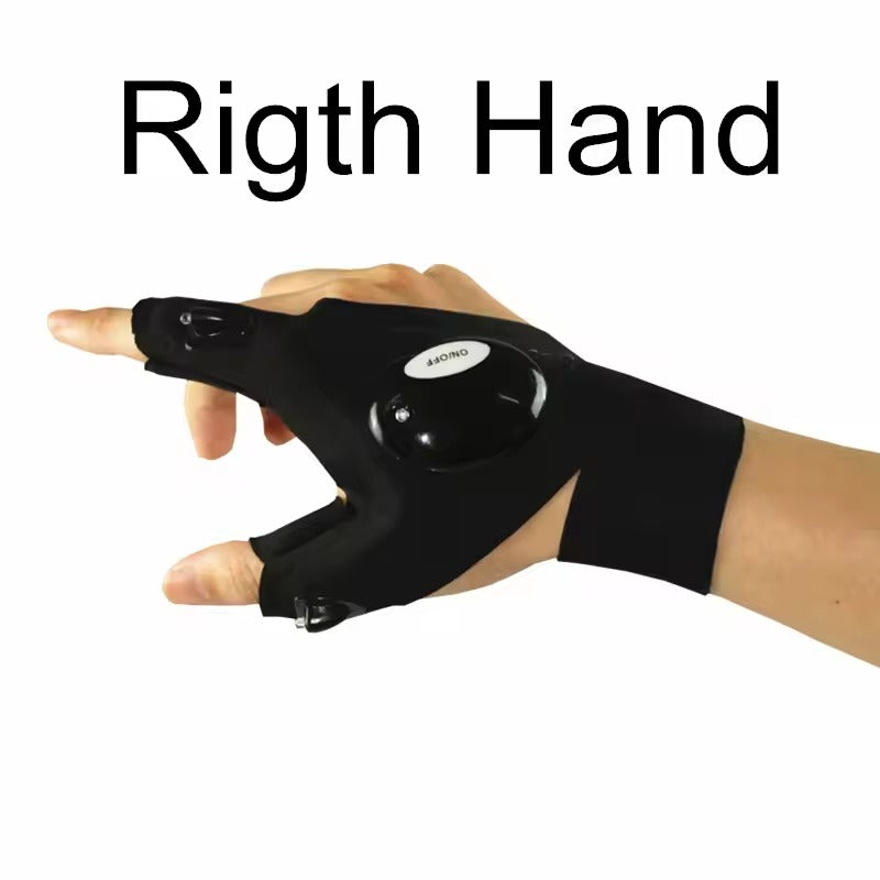 Waterproof Rechargeable LED Flashlight Gloves, Adjustable Strap, One Size Fit All, Black