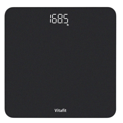 Vitafit Digital Bathroom Scale for Body Weight Weighing Professional Since 2001 Clear LED Display and Step-On 3*AAA Batteries Included 400lb/180kg Spray Silver Black