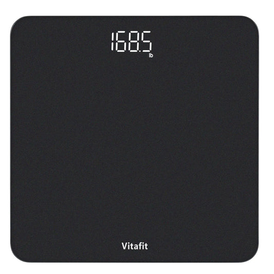 Vitafit Digital Bathroom Scale for Body Weight Weighing Professional Since 2001 Clear LED Display and Step-On 3*AAA Batteries Included 400lb/180kg Spray Silver Black