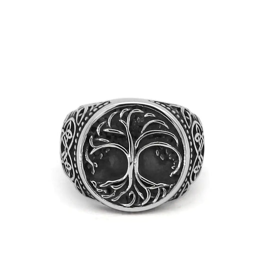 Titanium Steel Viking Men's Jewelry Ring - Tree of Life