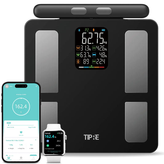 TIPRE Smart Scale for Body Weight 8-Electrode Digital Weight Scale for Body Fat Bathroom Scale with BMI Full Body Composition Analysis with Bluetooth Health Monitor for Weight Loss 400lb
