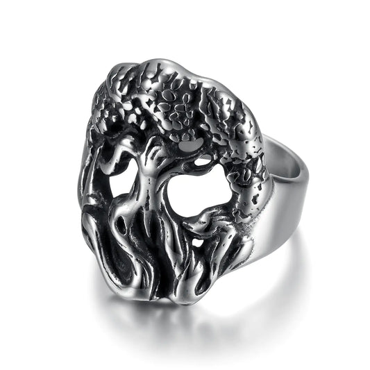Tree of Life Titanium Ring - Religious Totem Design